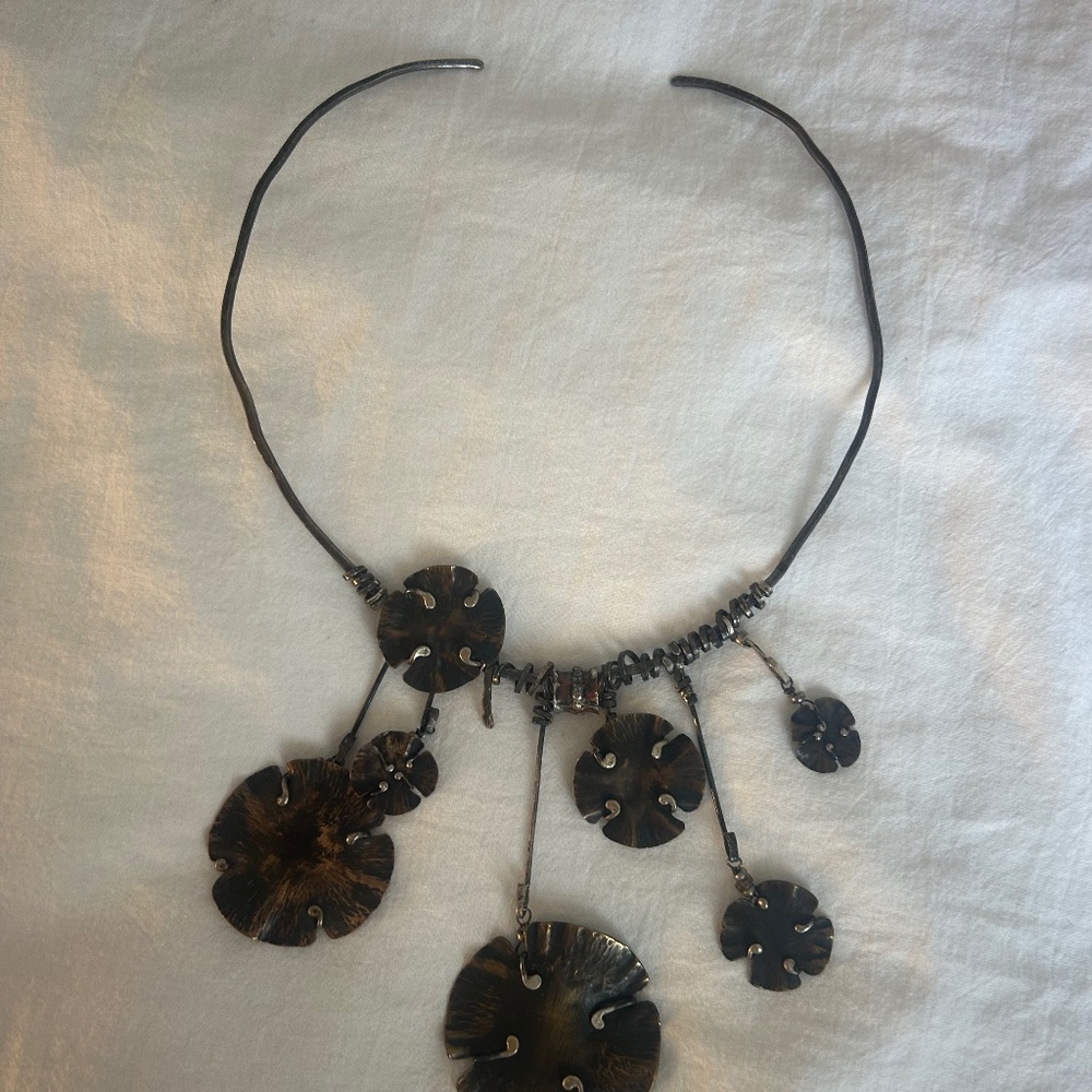 Handmade metal statement necklace